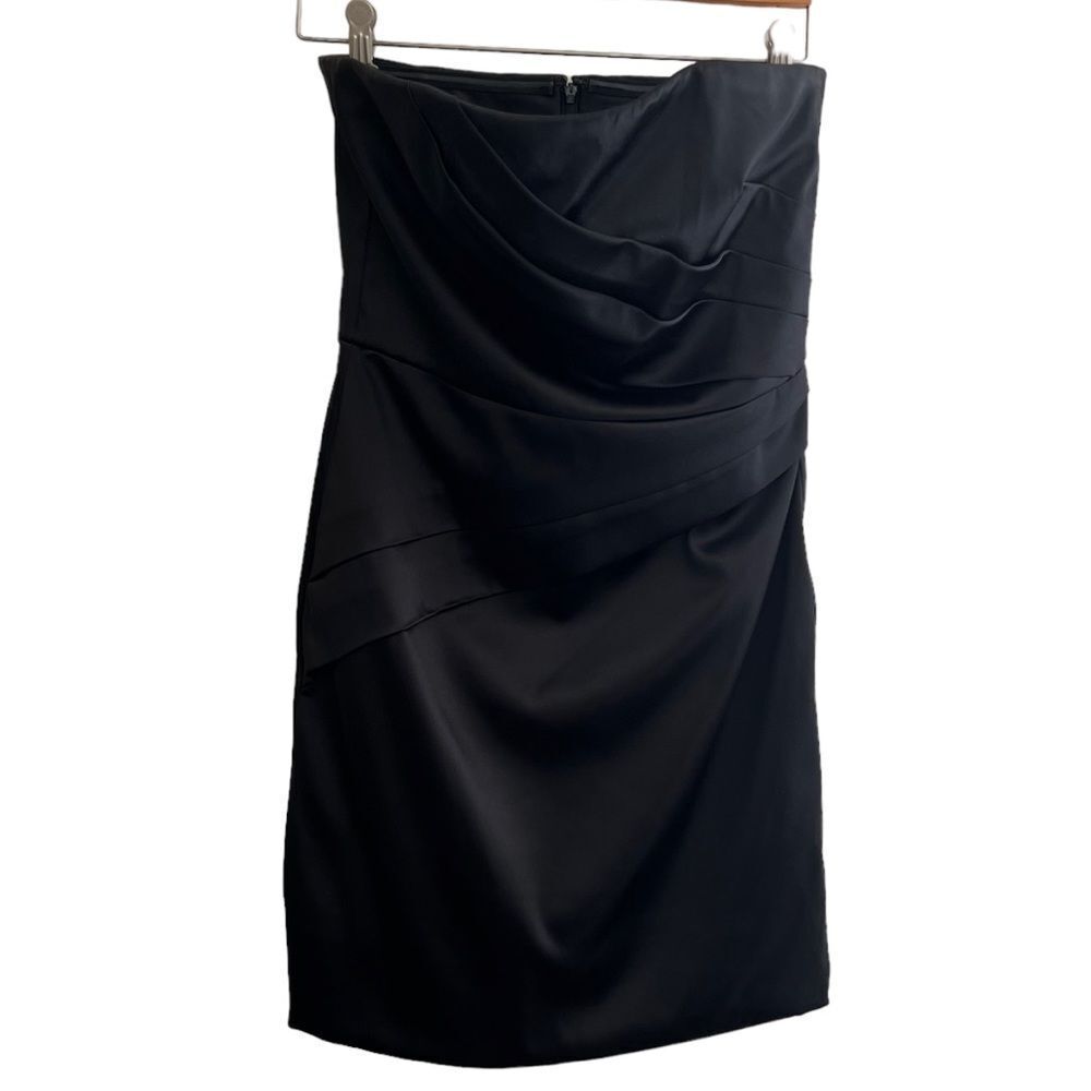 White House | Black Market siz 8 Black Satin Strapless dress EUC - Picture 9 of 13